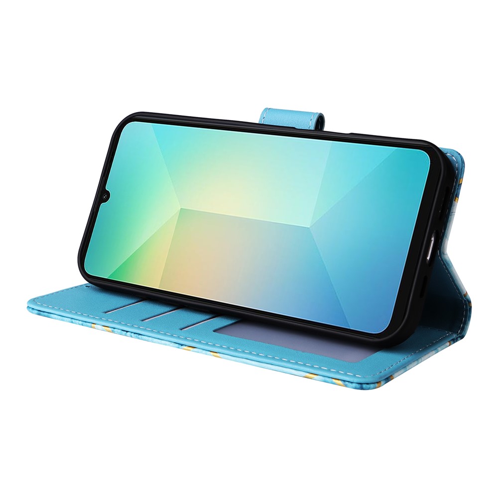  Samsung Galaxy A07 Fodral Läder Marmor Blå