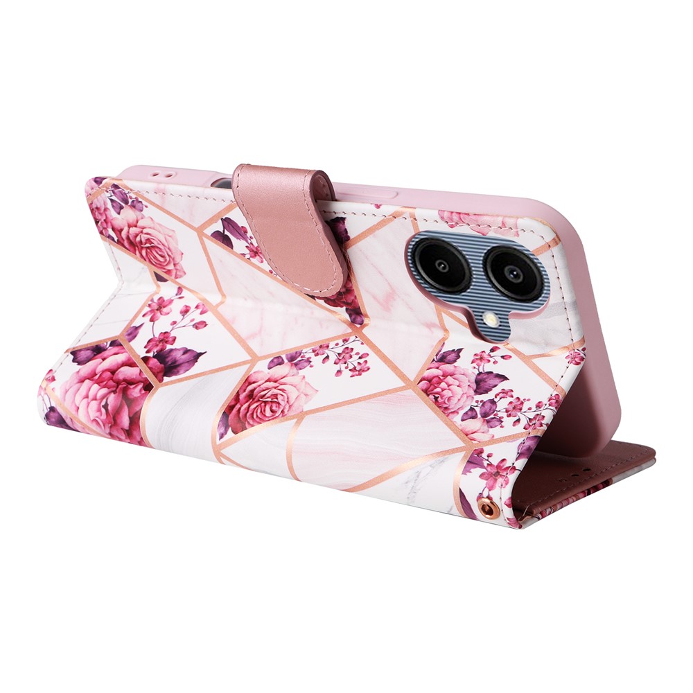  Samsung Galaxy A07 Fodral Läder Marmor Rosa
