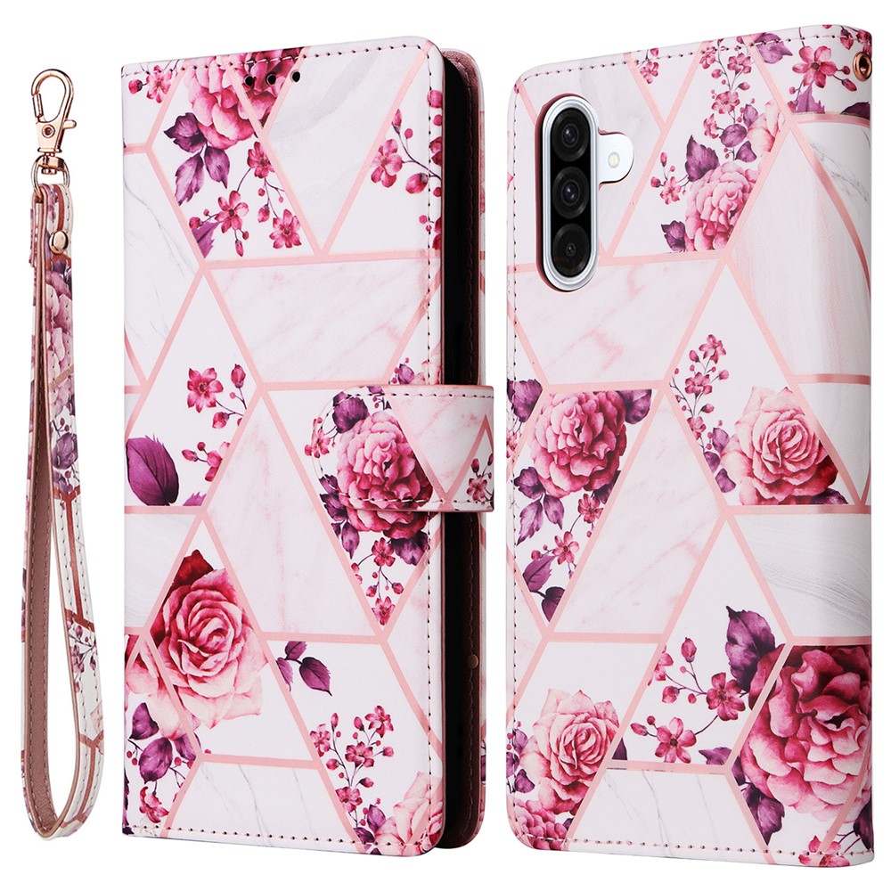  Samsung Galaxy A17 / A26 Fodral Läder Marmor Rosa