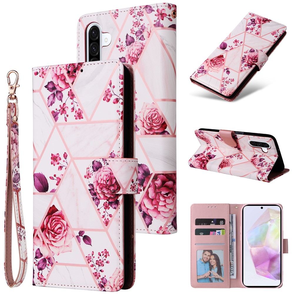  Samsung Galaxy A17 / A26 Fodral Läder Marmor Rosa