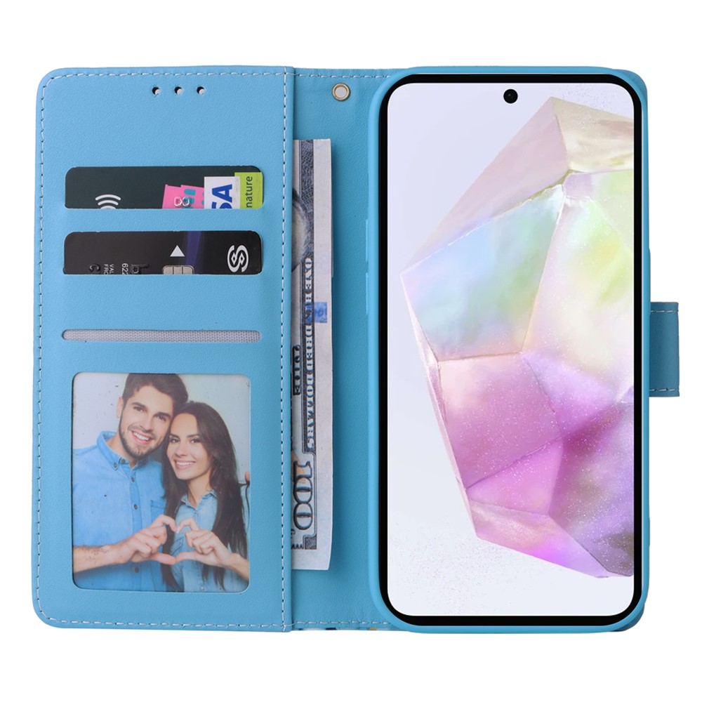  Samsung Galaxy A17 / A26 Fodral Läder Marmor Blå