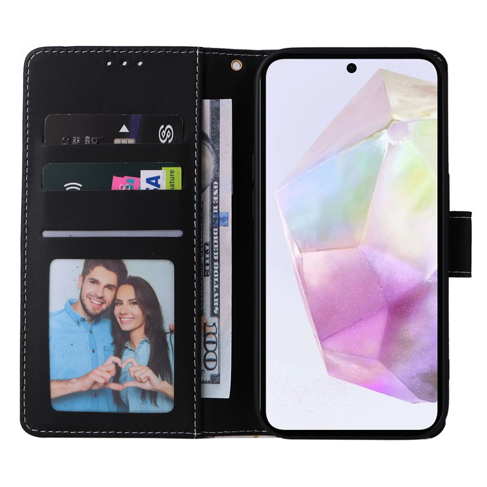  Samsung Galaxy A17 / A26 Fodral Läder Marmor Svart