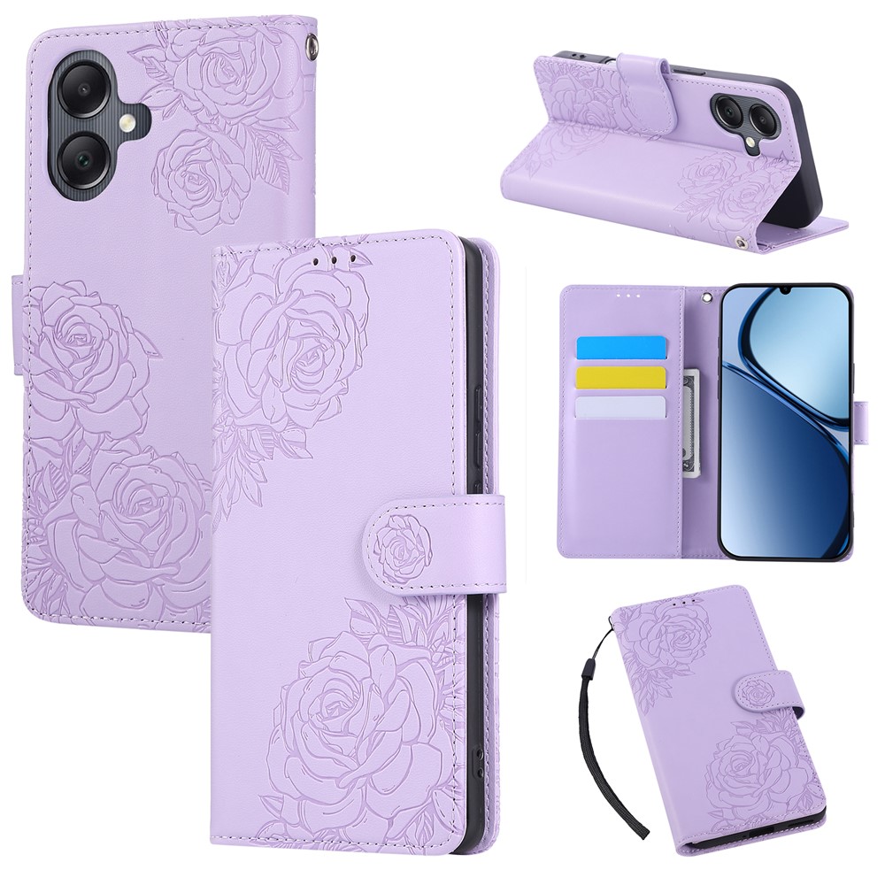  Samsung Galaxy A07 Fodral Med Tryck Blommor Lila