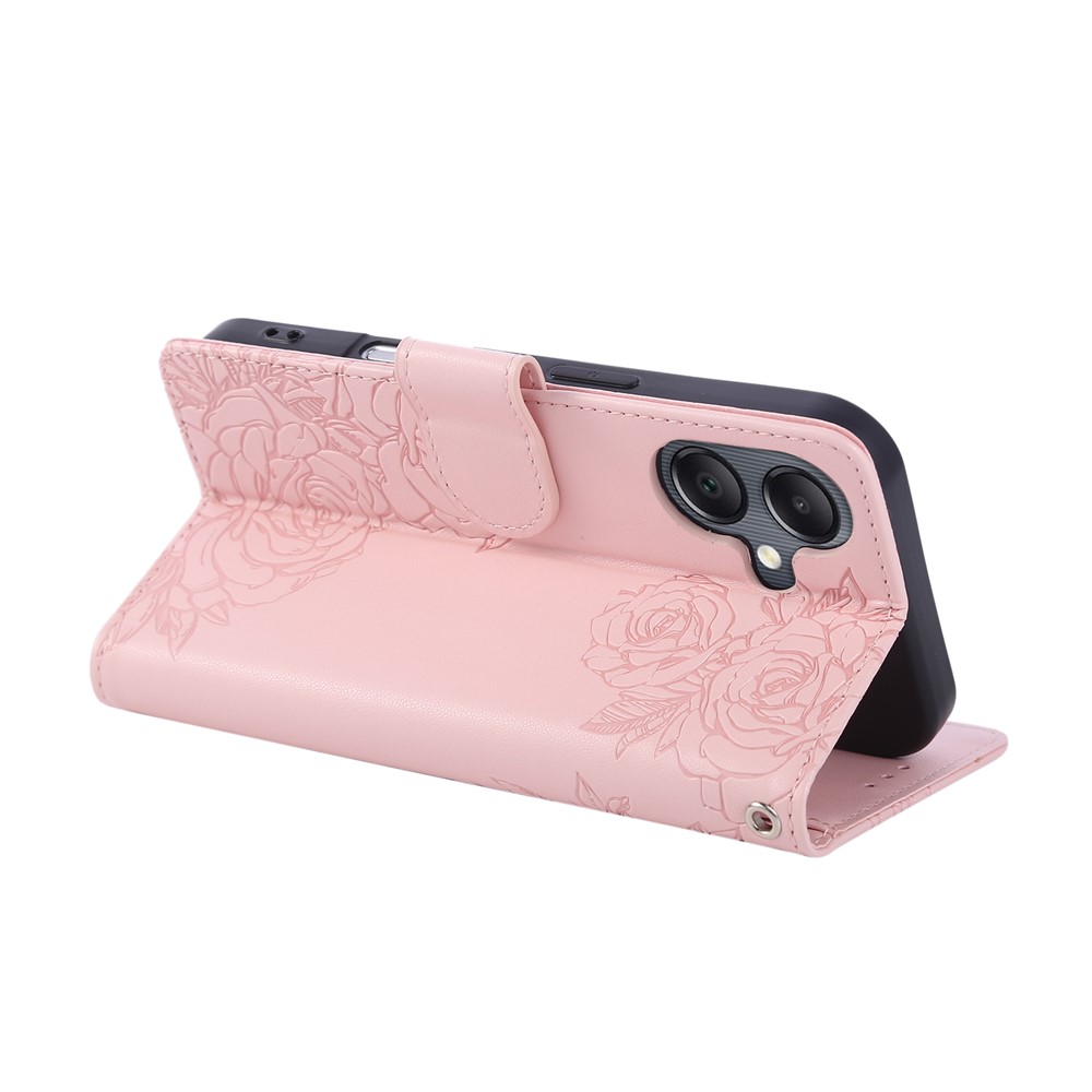  Samsung Galaxy A07 Fodral Med Tryck Blommor Roséguld