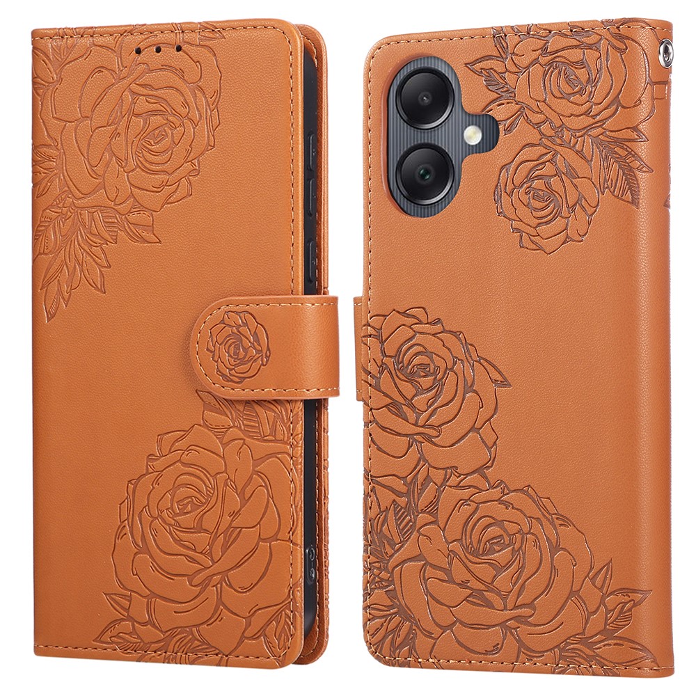  Samsung Galaxy A07 Fodral Med Tryck Blommor Brun