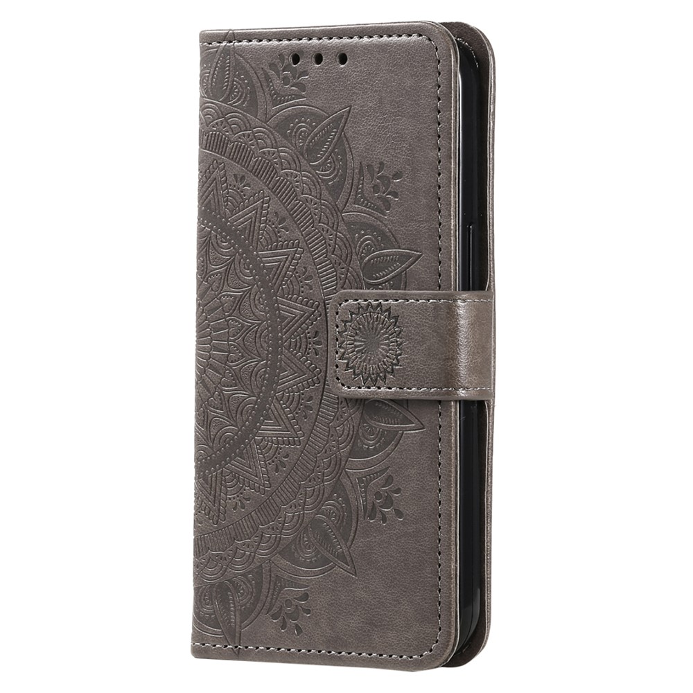  Samsung Galaxy S25 FE Fodral Mandala Läder Grå