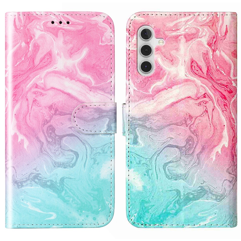  Samsung Galaxy S25 FE Fodral Med Tryck Rosa / Grön Marmor
