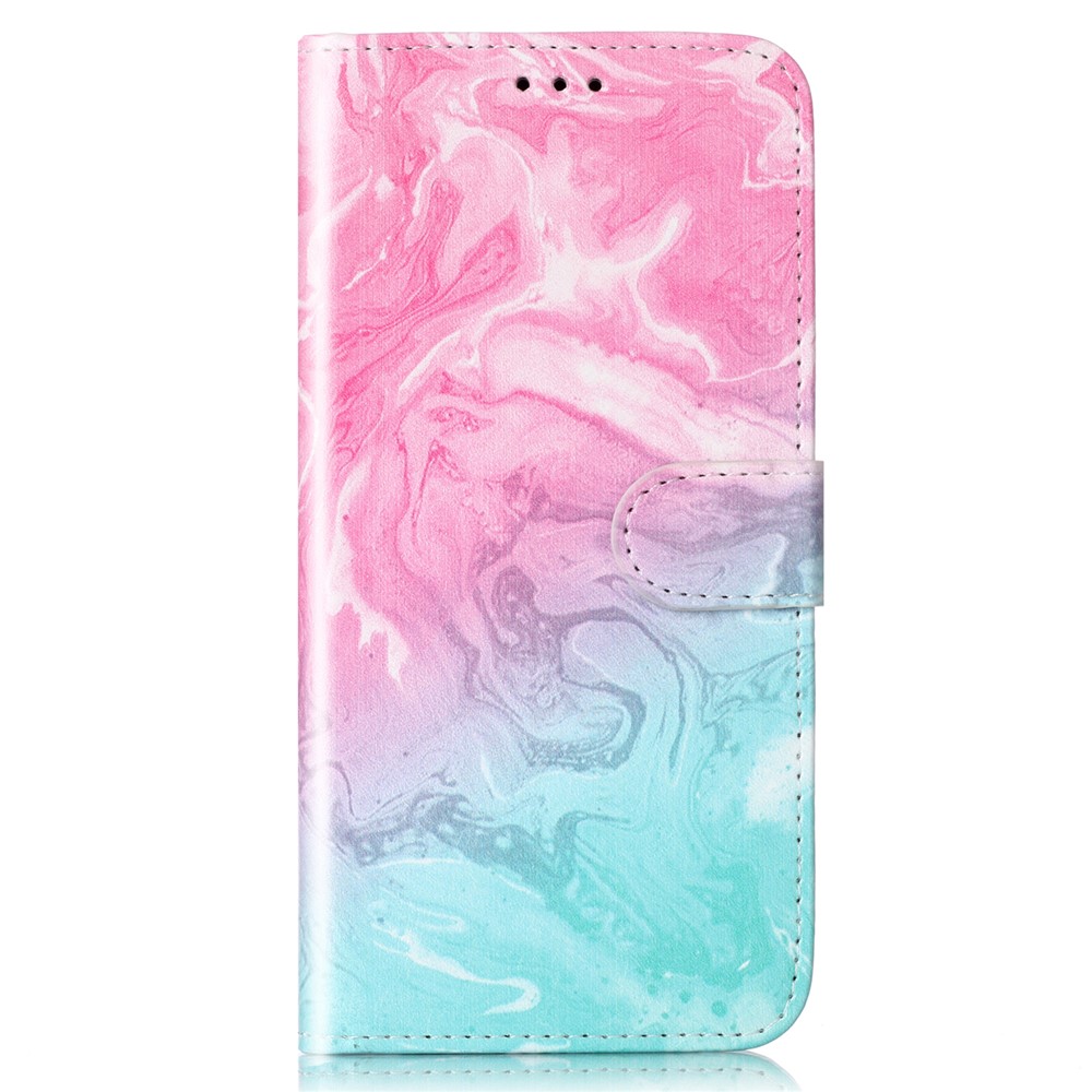  Samsung Galaxy S25 FE Fodral Med Tryck Rosa / Grön Marmor