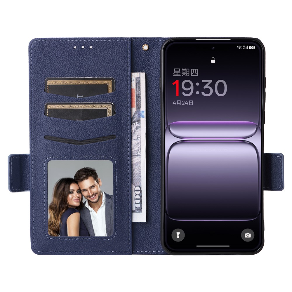  OnePlus Nord 5 5G Fodral Litchi Läder Mörk Blå