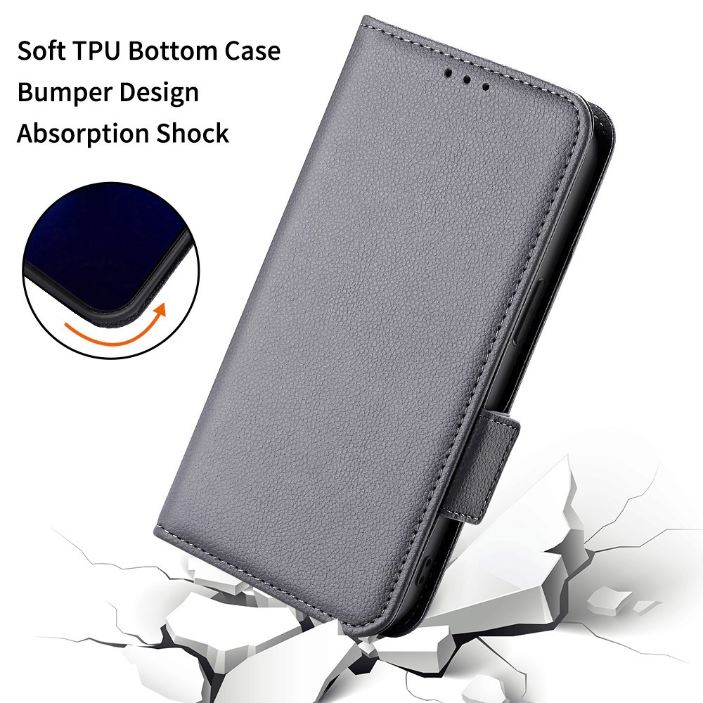  OnePlus Nord 5 5G Fodral Litchi Läder Grå