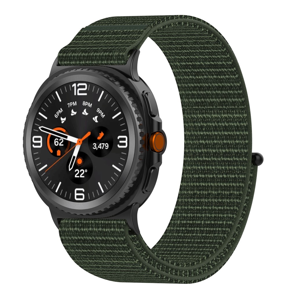  Galaxy Watch 8 46/44/40 mm Armband Nylon Loop Militär Grön