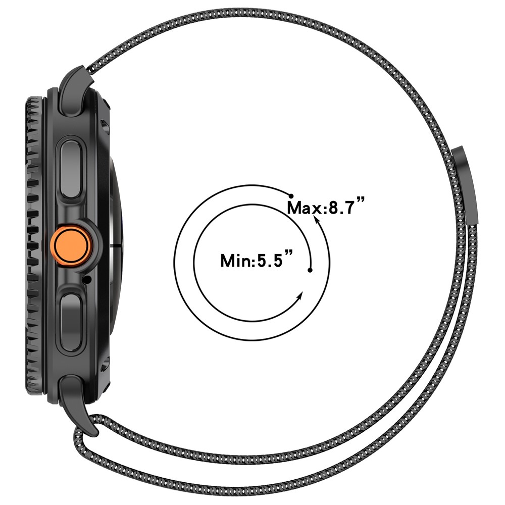  Galaxy Watch 8 46/44/40 mm Armband Milanese Loop Svart