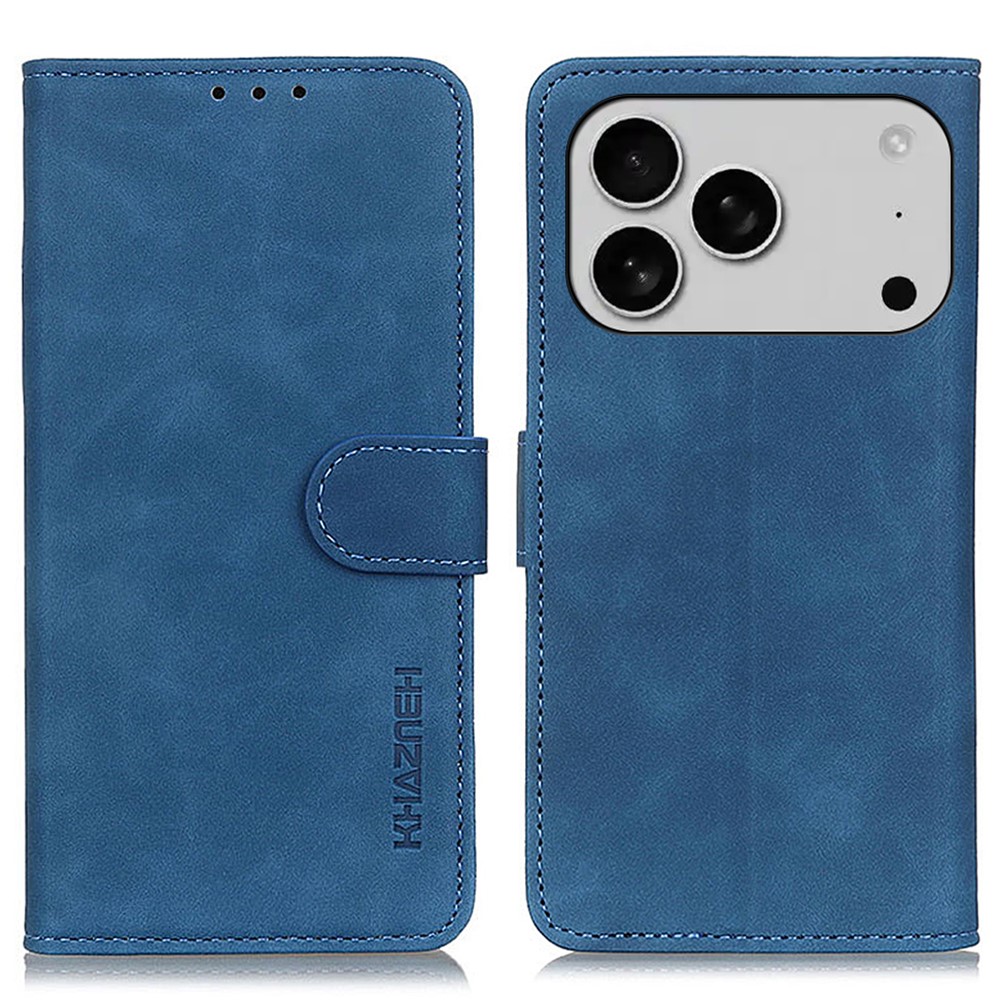 KHAZNEH KHAZNEH iPhone 17 Pro Fodral Retro Läder Blå