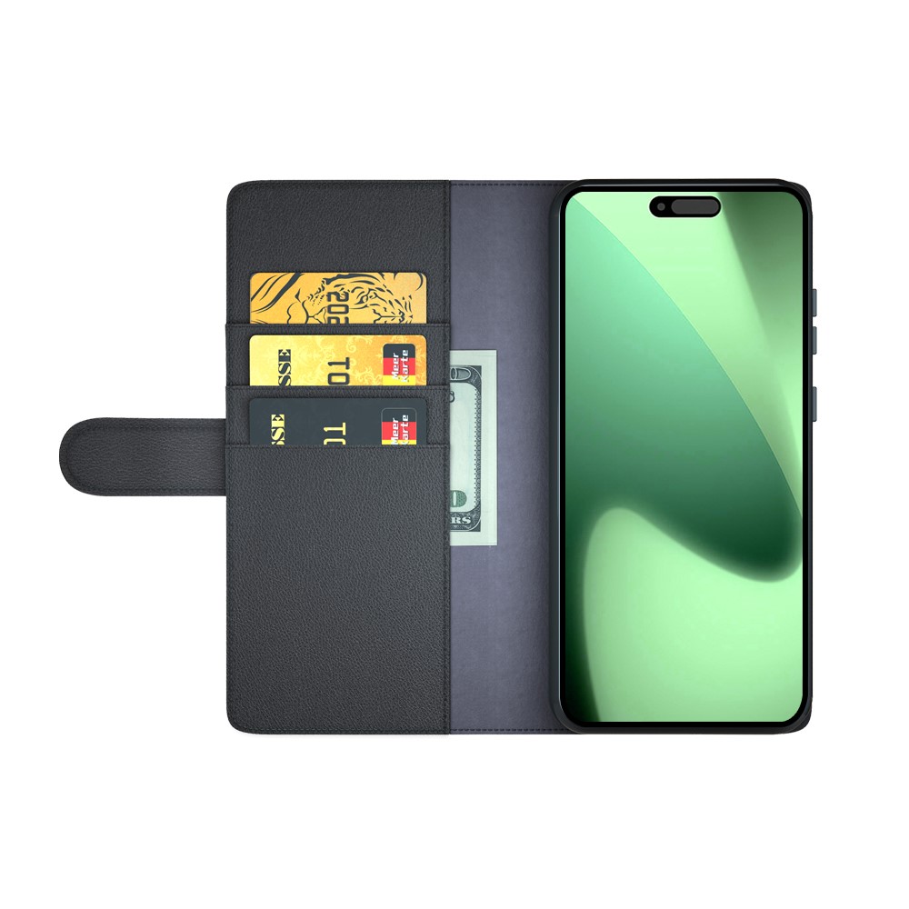  iPhone 17 Pro Fodral Premium Äkta Läder Svart