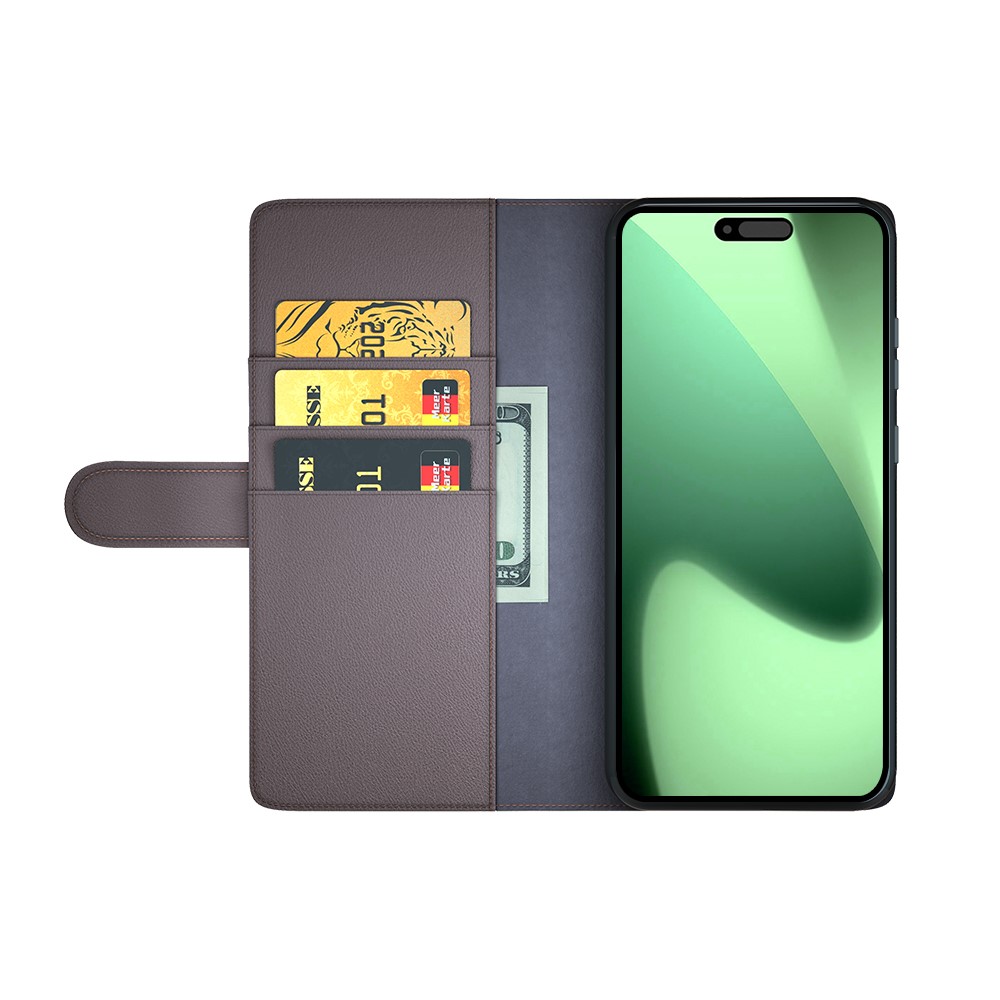  iPhone 17 Pro Fodral Premium Äkta Läder Brun