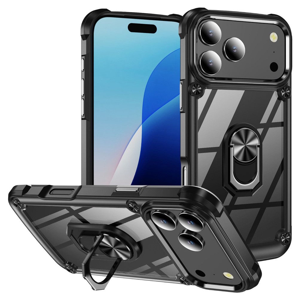  iPhone 17 Pro Skal Shockproof Ring Hybrid Svart