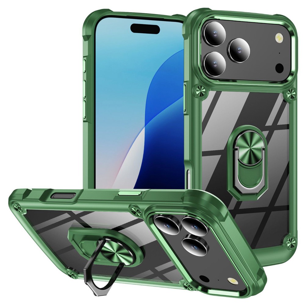  iPhone 17 Pro Skal Shockproof Ring Hybrid Grön