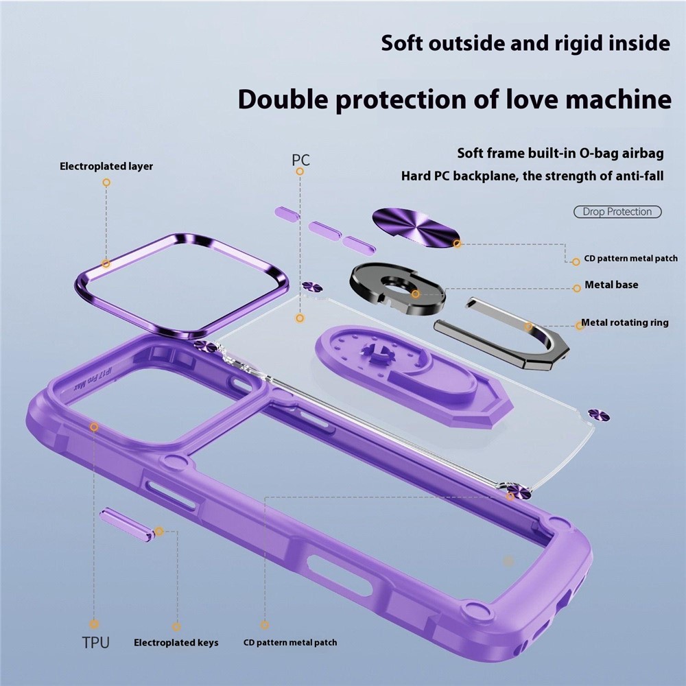  iPhone 17 Pro Skal Shockproof Ring Hybrid Grön