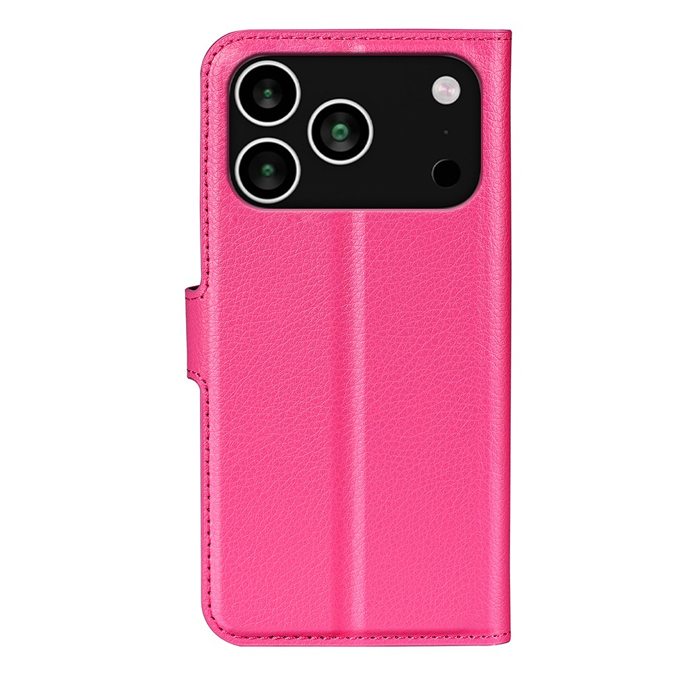  iPhone 17 Pro Fodral Litchi Läder Rosa