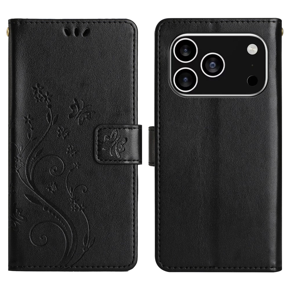  iPhone 17 Pro Fodral Med Blommigt Tryck Svart