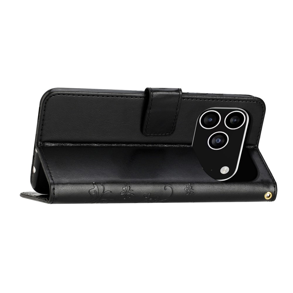  iPhone 17 Pro Fodral Med Blommigt Tryck Svart