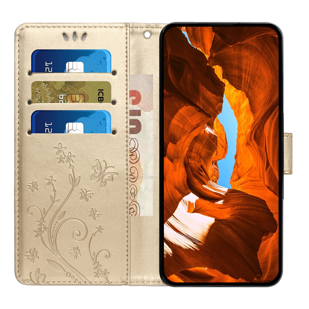  iPhone 17 Pro Fodral Med Blommigt Tryck Guld