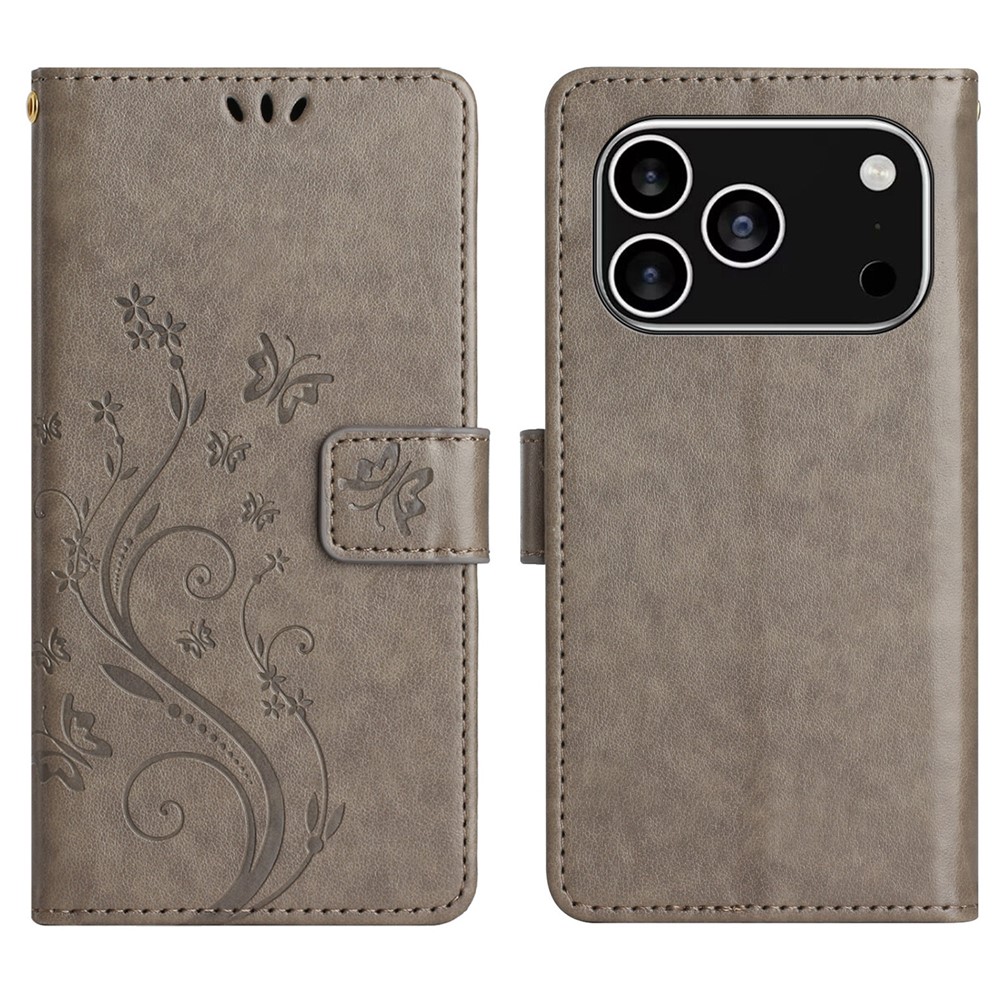  iPhone 17 Pro Fodral Med Blommigt Tryck Grå