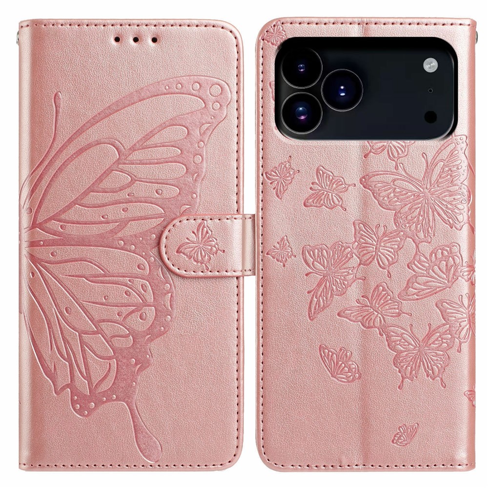  iPhone 17 Pro Fodral Med Fjäril Tryck Roséguld