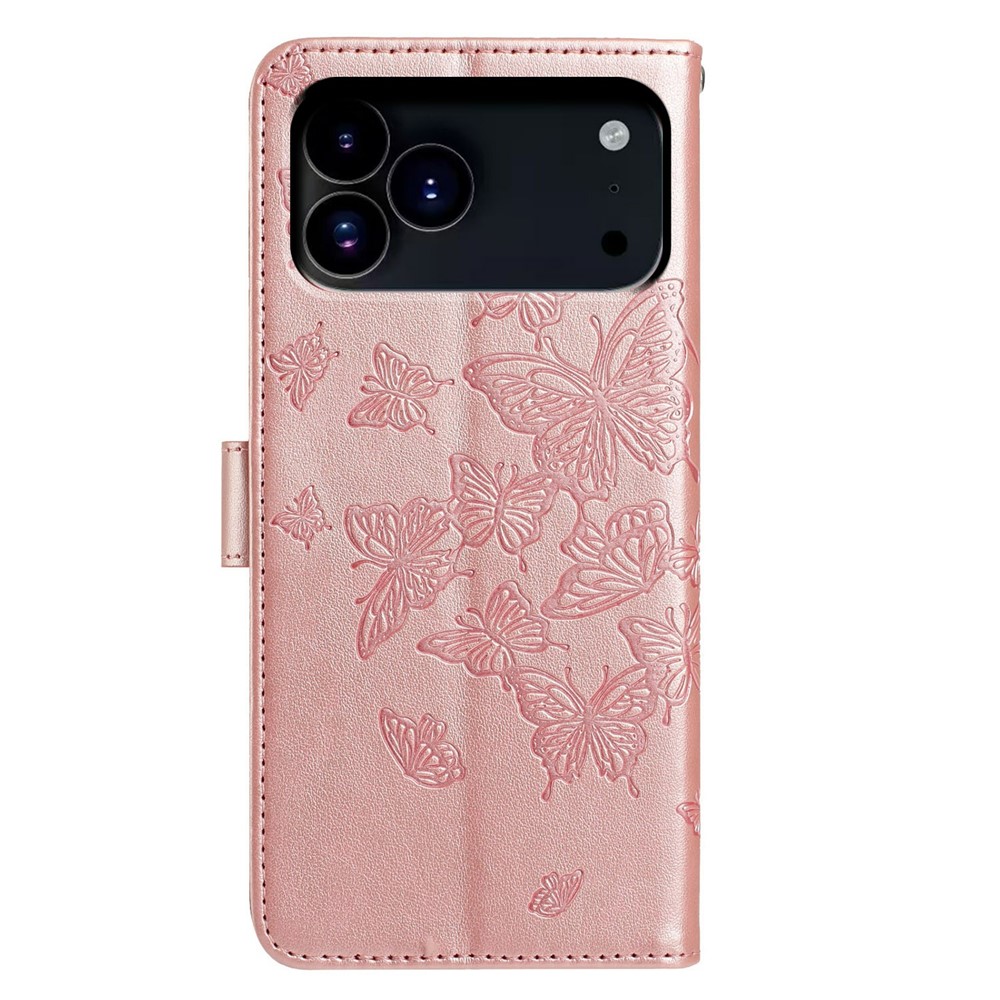  iPhone 17 Pro Fodral Med Fjäril Tryck Roséguld