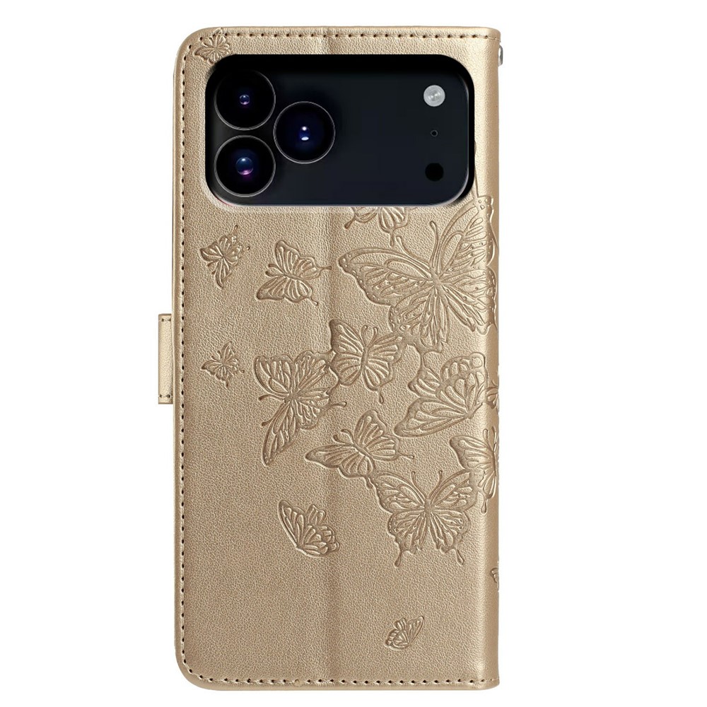  iPhone 17 Pro Fodral Med Fjäril Tryck Guld