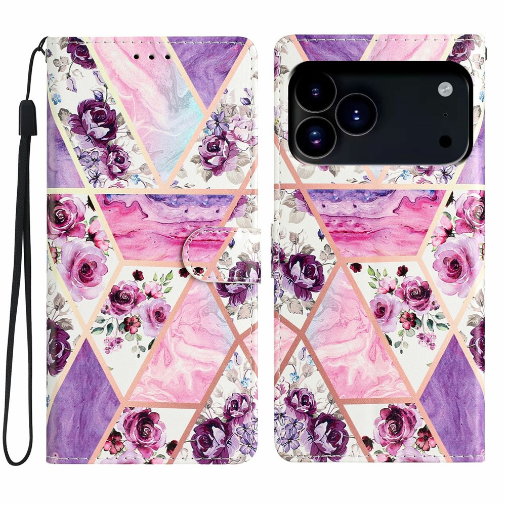  iPhone 17 Pro Fodral Med Tryck Lila Blommor