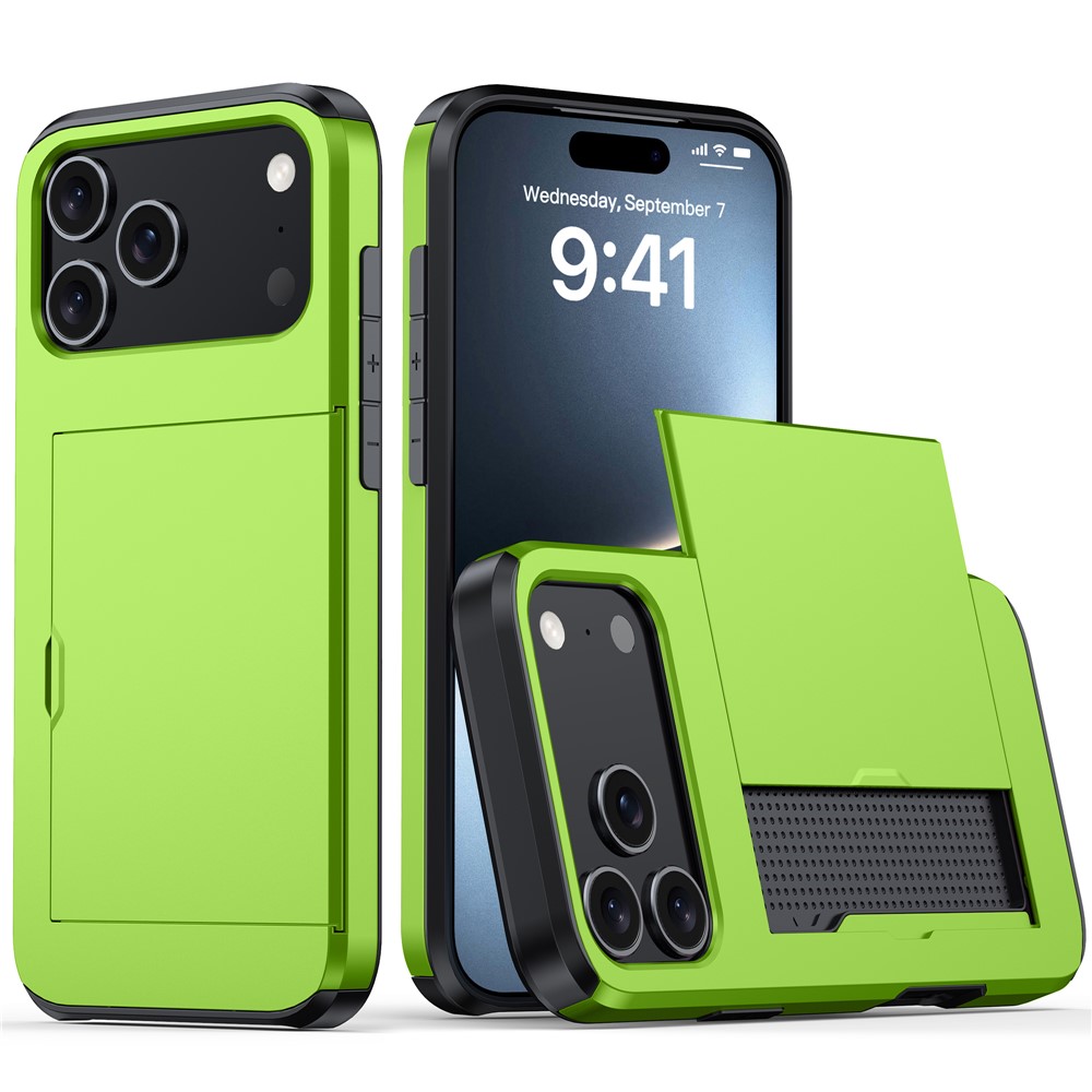  iPhone 17 Pro Skal Hybrid Med Kortfack Grön
