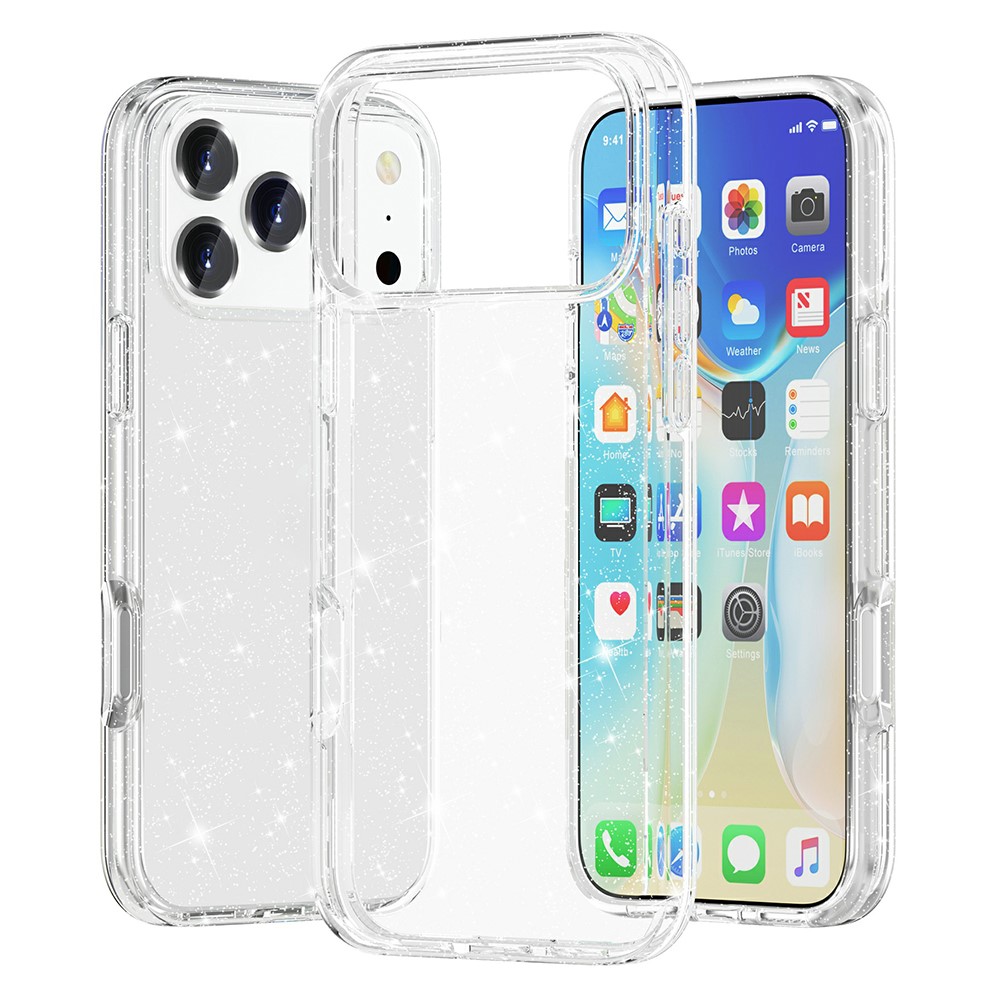  iPhone 17 Pro Skal Hybrid Glitter Vit