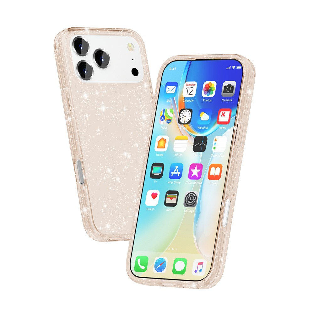  iPhone 17 Pro Skal Hybrid Glitter Guld