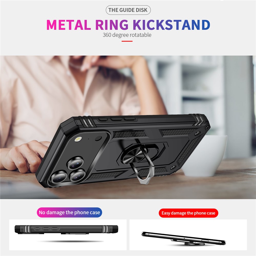  iPhone 17 Pro Skal Shockproof Hybrid Ring Svart