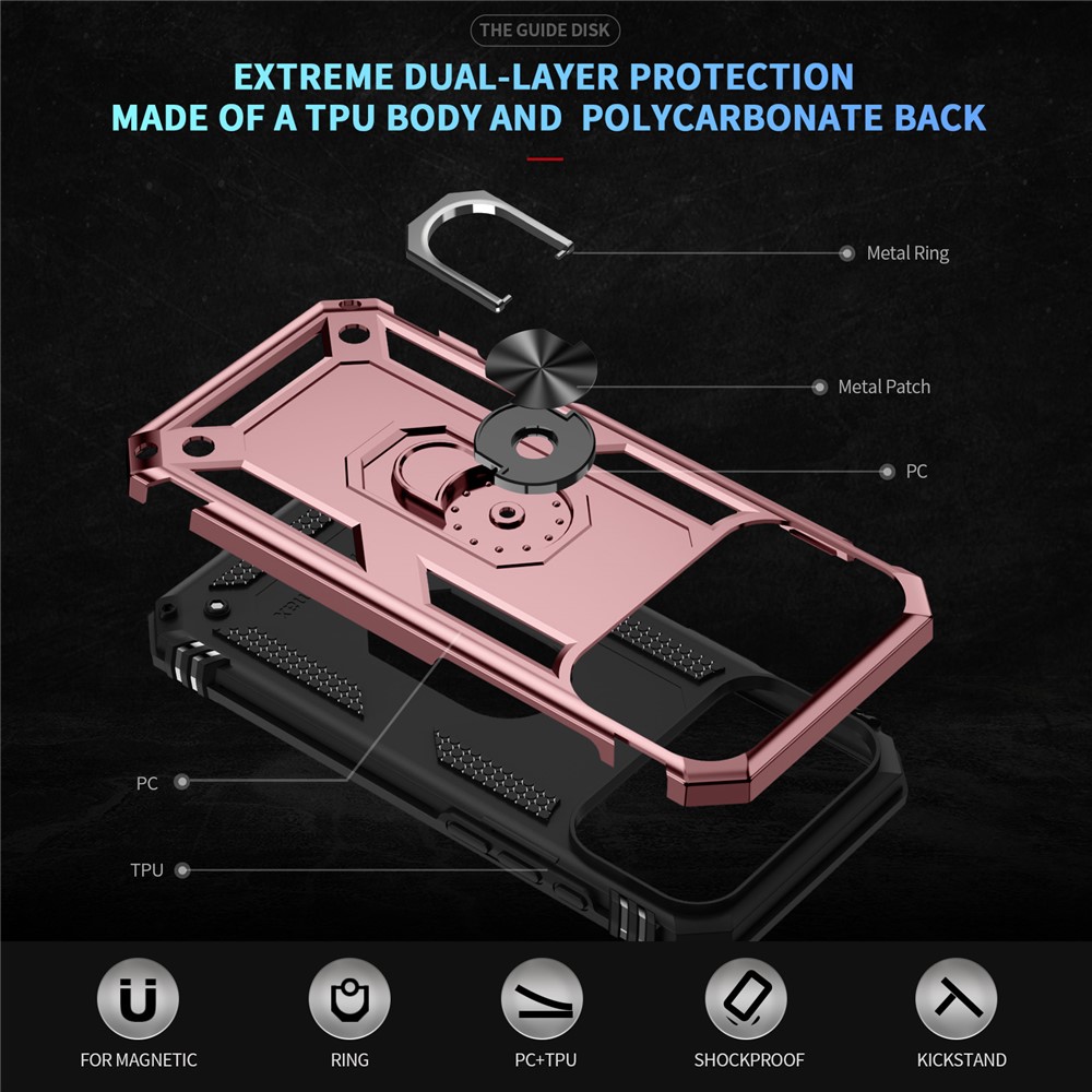  iPhone 17 Pro Skal Shockproof Hybrid Ring Roséguld