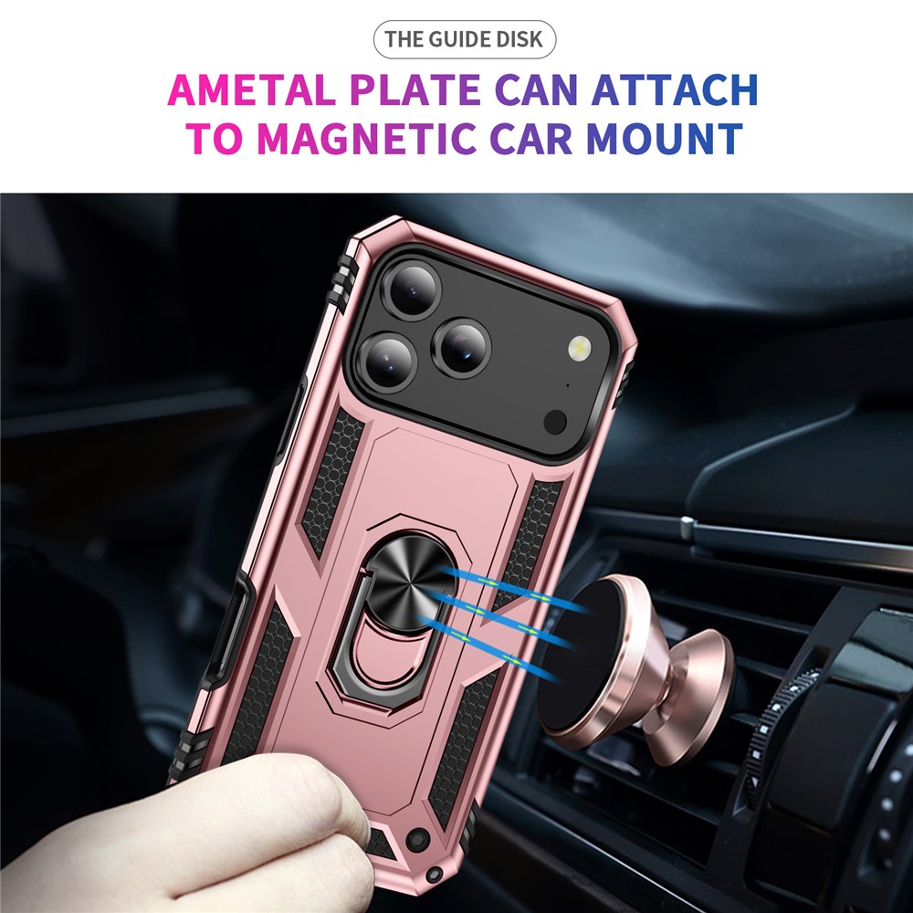  iPhone 17 Pro Skal Shockproof Hybrid Ring Roséguld
