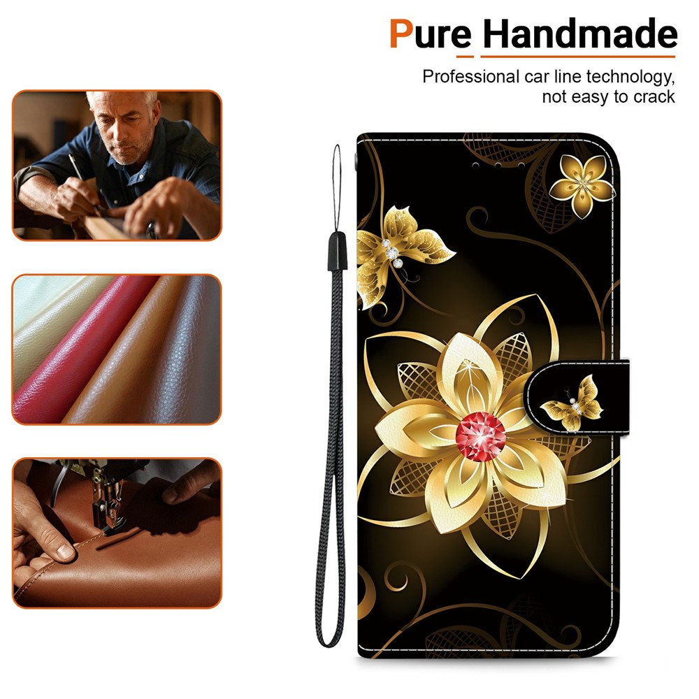  iPhone 17 Pro Fodral Med Tryck Guld Blomma