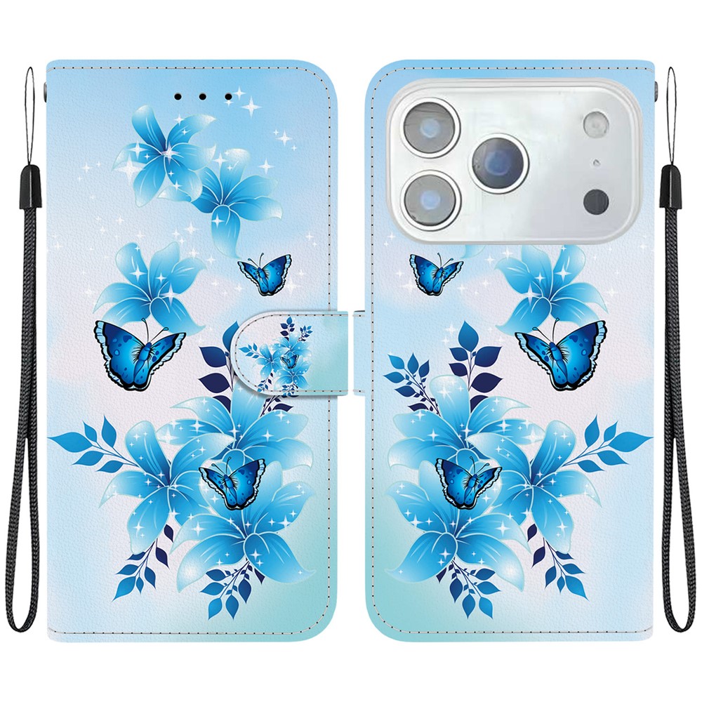  iPhone 17 Pro Fodral Med Tryck Blå Blommor