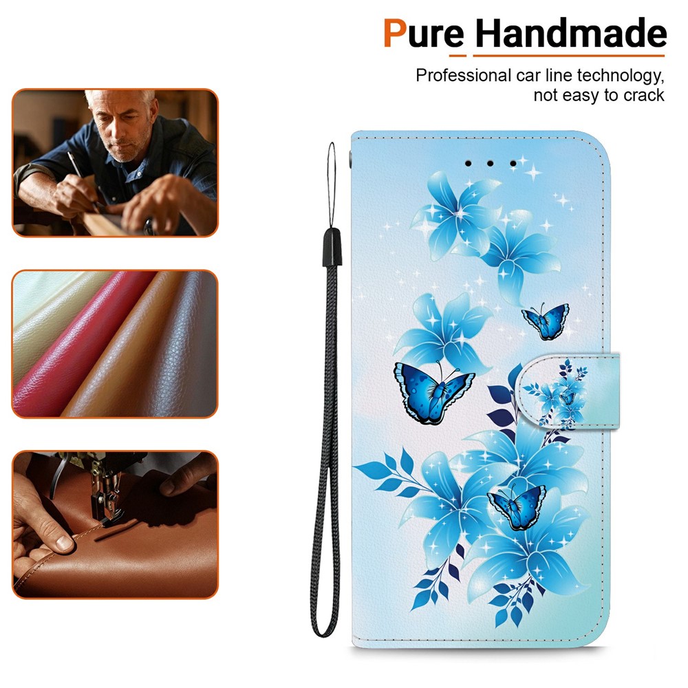  iPhone 17 Pro Fodral Med Tryck Blå Blommor