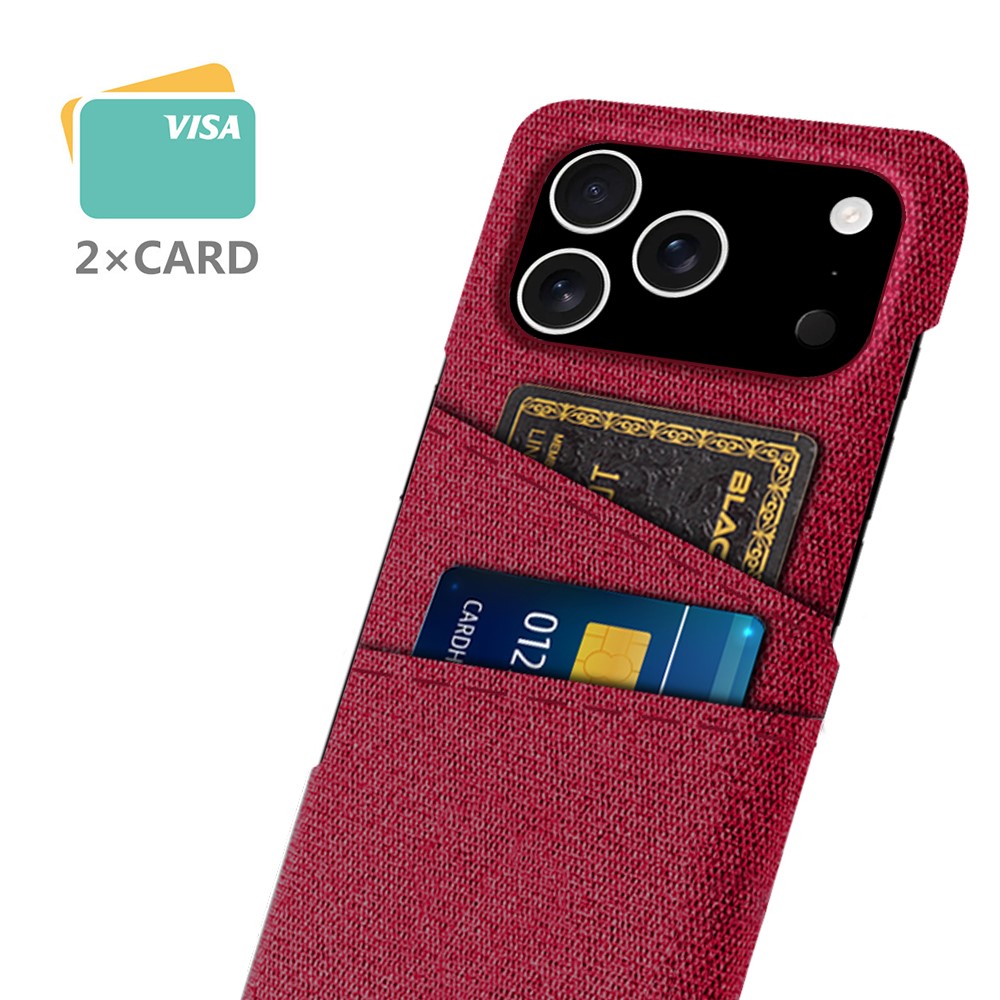 iPhone 17 Pro Skal Med Kortfack Tygbelagt Röd