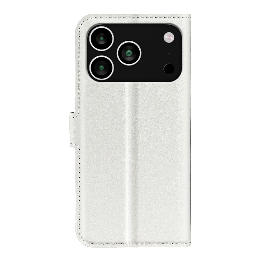  iPhone 17 Pro Max Fodral Litchi Läder Vit