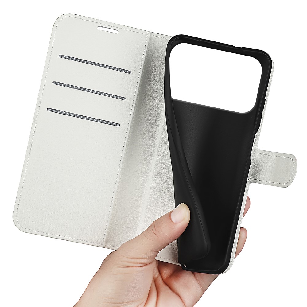  iPhone 17 Pro Max Fodral Litchi Läder Vit
