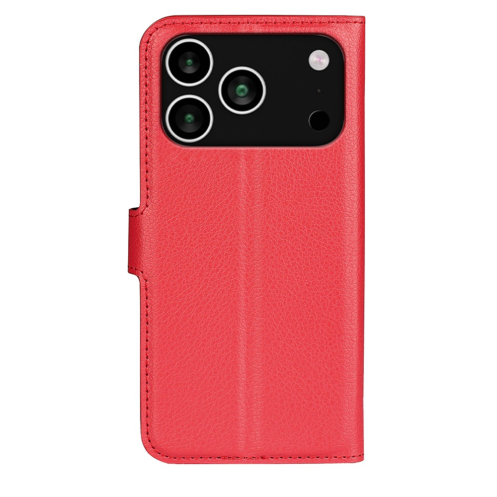  iPhone 17 Pro Max Fodral Litchi Läder Röd
