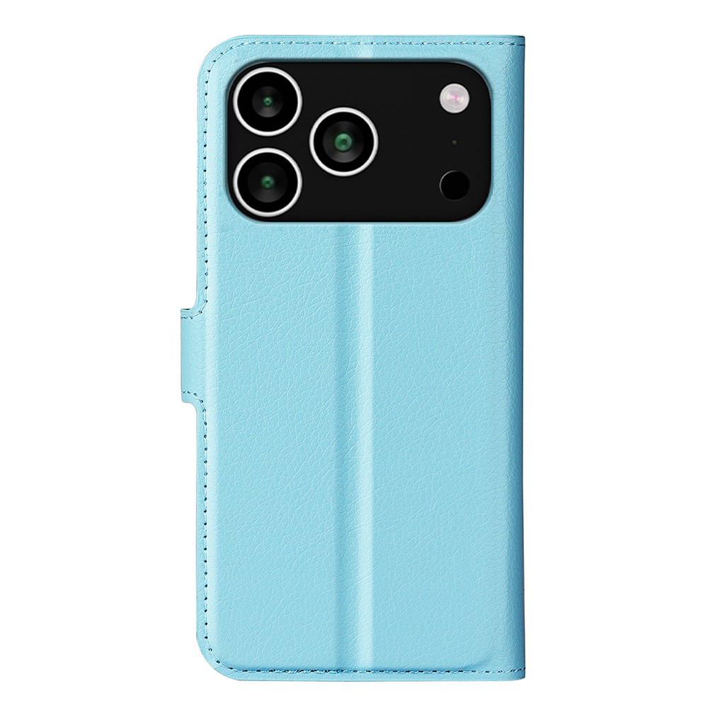  iPhone 17 Pro Max Fodral Litchi Läder Blå