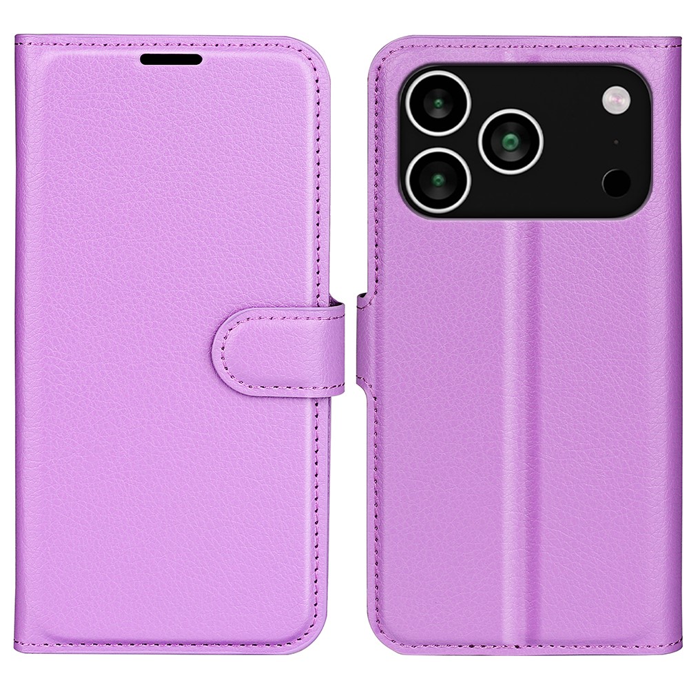  iPhone 17 Pro Max Fodral Litchi Läder Lila