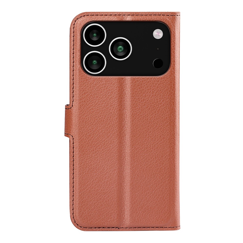  iPhone 17 Pro Max Fodral Litchi Läder Brun