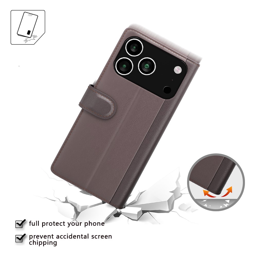  iPhone 17 Pro Max Fodral Premium Äkta Läder Brun