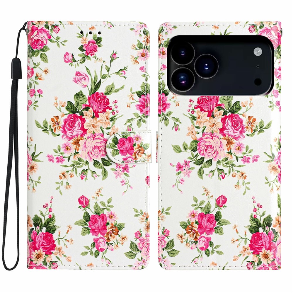  iPhone 17 Pro Max Fodral Med Tryck Rosa Blommor