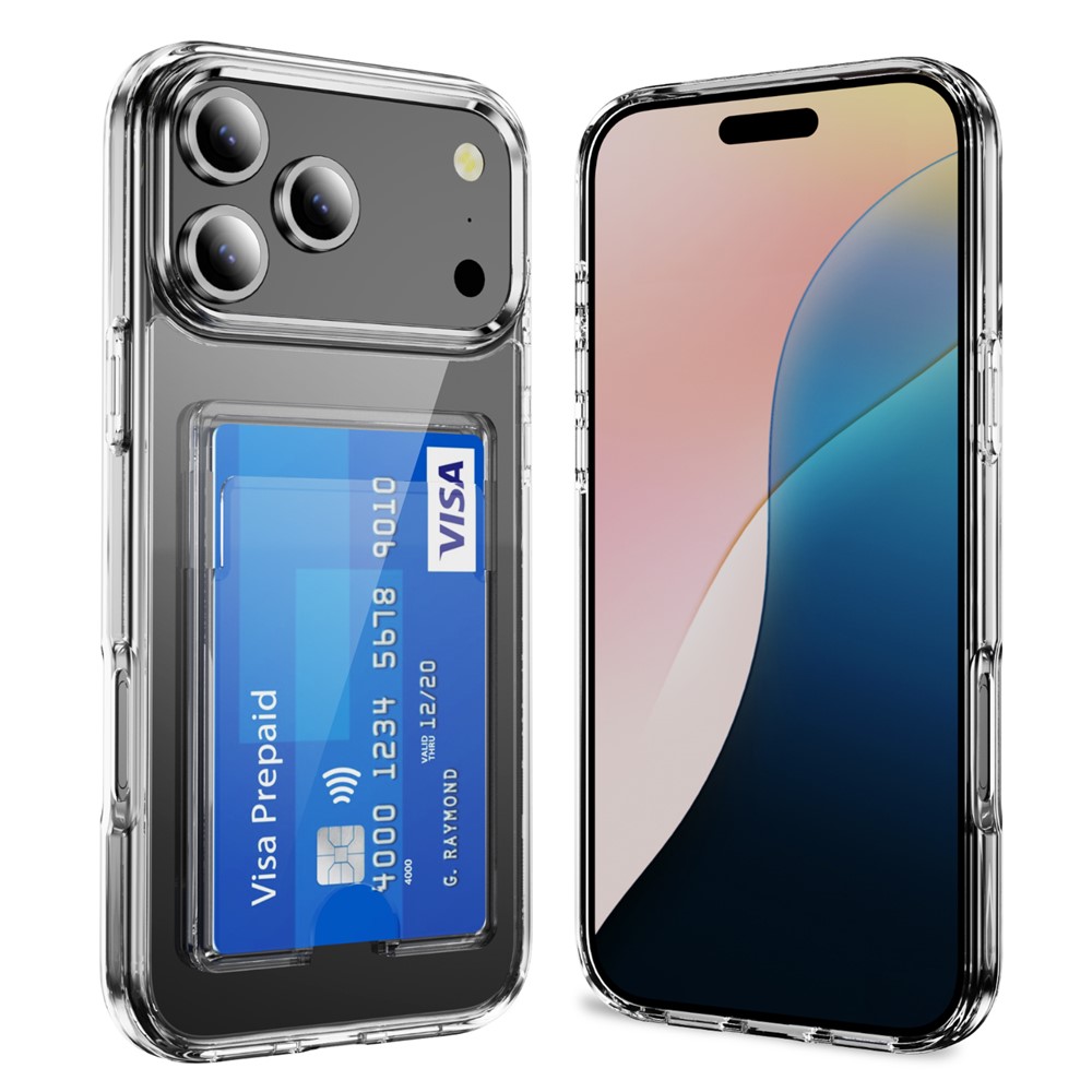  iPhone 17 Pro Max Skal Med Korthållare Transparent